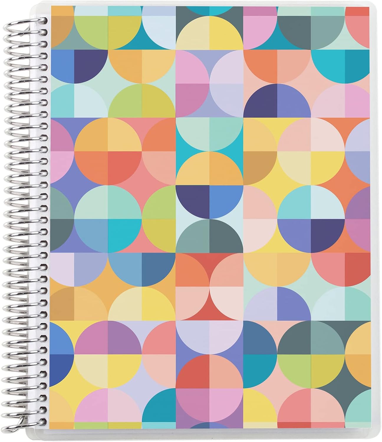 Erin Condren Cuaderno de cuadrícula de puntos encuadernados en espiral de 7 x 9 pulgadas, círculos abstractos, cuadrícula de 160 puntos, cuaderno