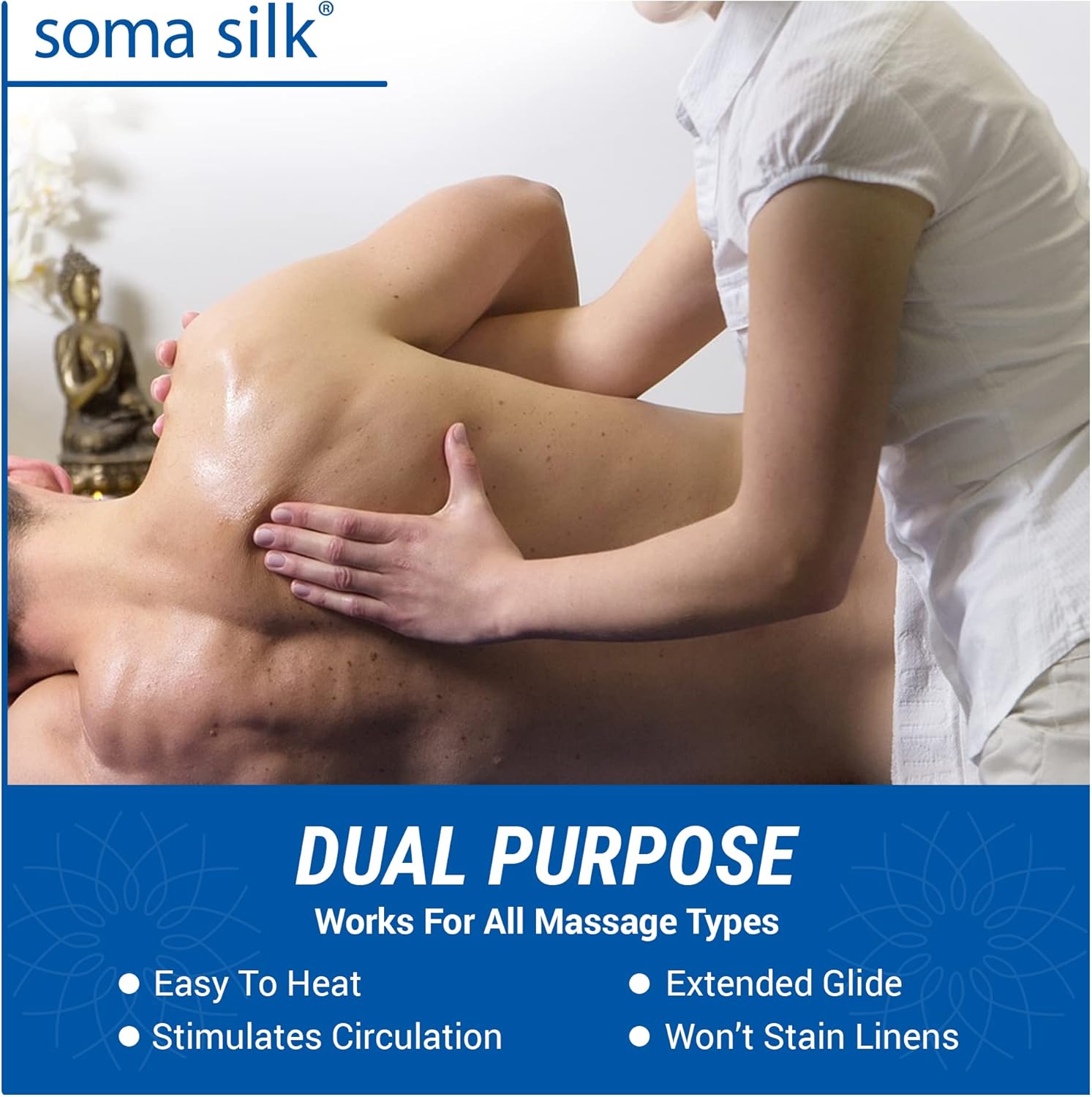 Soma Silk – Crema de masaje profesional de 5 galones, textura suave y sedosa, crema de masaje rica en humedad, aceites de caléndula y jojoba para