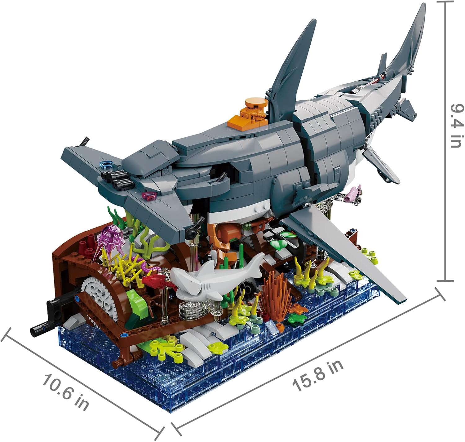 Deep Sea Creatures Hammerhead Shark Kit de bloques de construcción de 1141 piezas. Este juego de bloques de construcción de animales marinos se