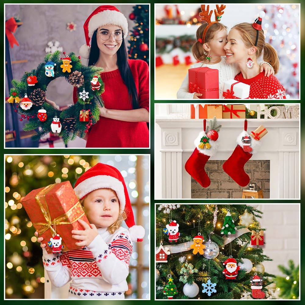 YUJUN Juego de 36 mini adornos de Navidad de resina para decoración de árbol de Navidad, pequeñas figuras en miniatura de resina para decoración de