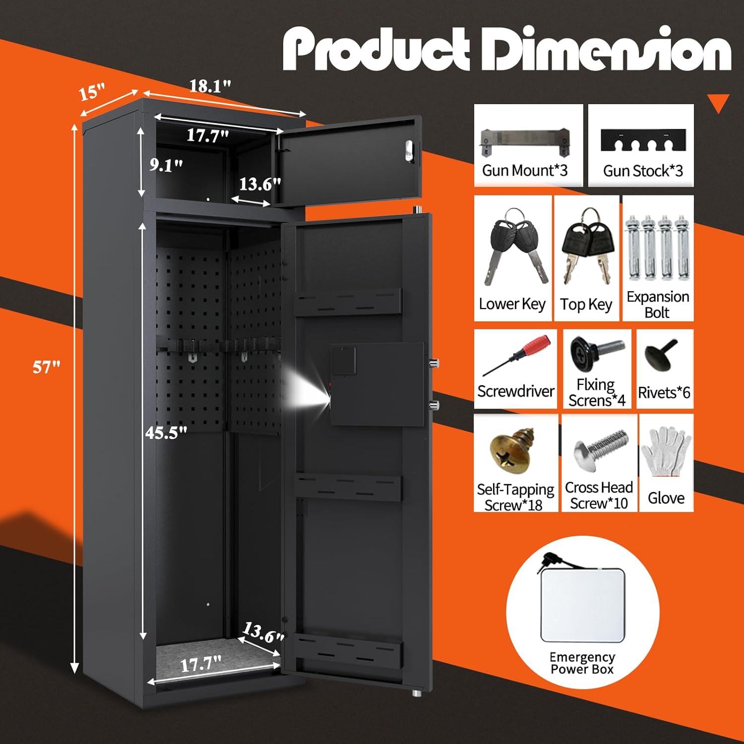 Kaer Caja fuerte para armas 10-14, cajas fuertes para rifle y pistolas para el hogar, gabinete de armas para rifles y escopetas con teclado digital,