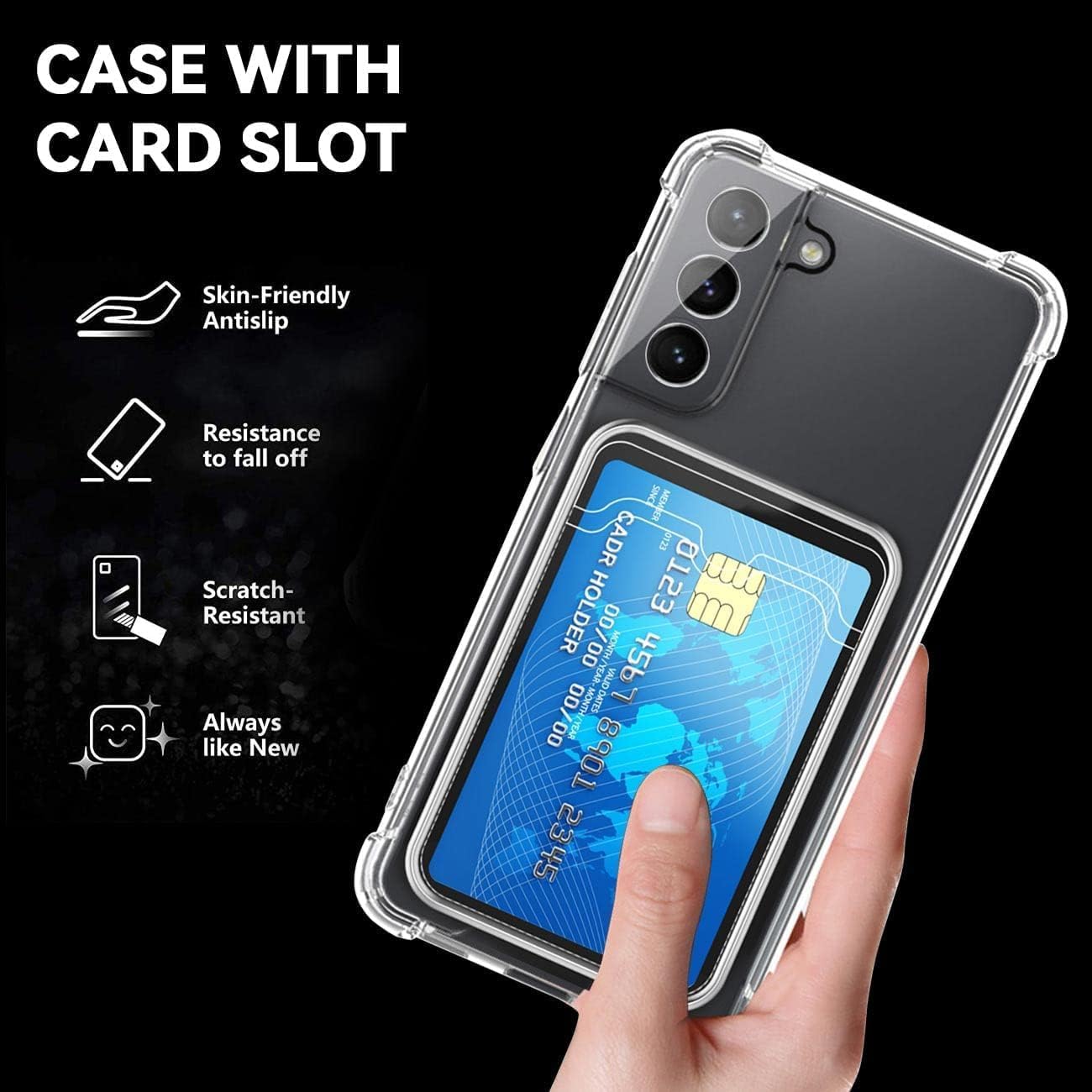 Compatible with Samsung Galaxy A54 Case with Card Holder, Clear Card Slot case, Ultra-Thin, Soft, Shockproof, Credit Card Protective Cover