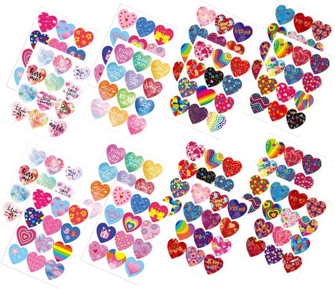 Abaodam 64 Sheets Heart Envelope Sticker Wedding Favors Decorative Stickers Wedding Stickers Gay Pride Gift Stickers Paper Hearts Cutouts Rainbow