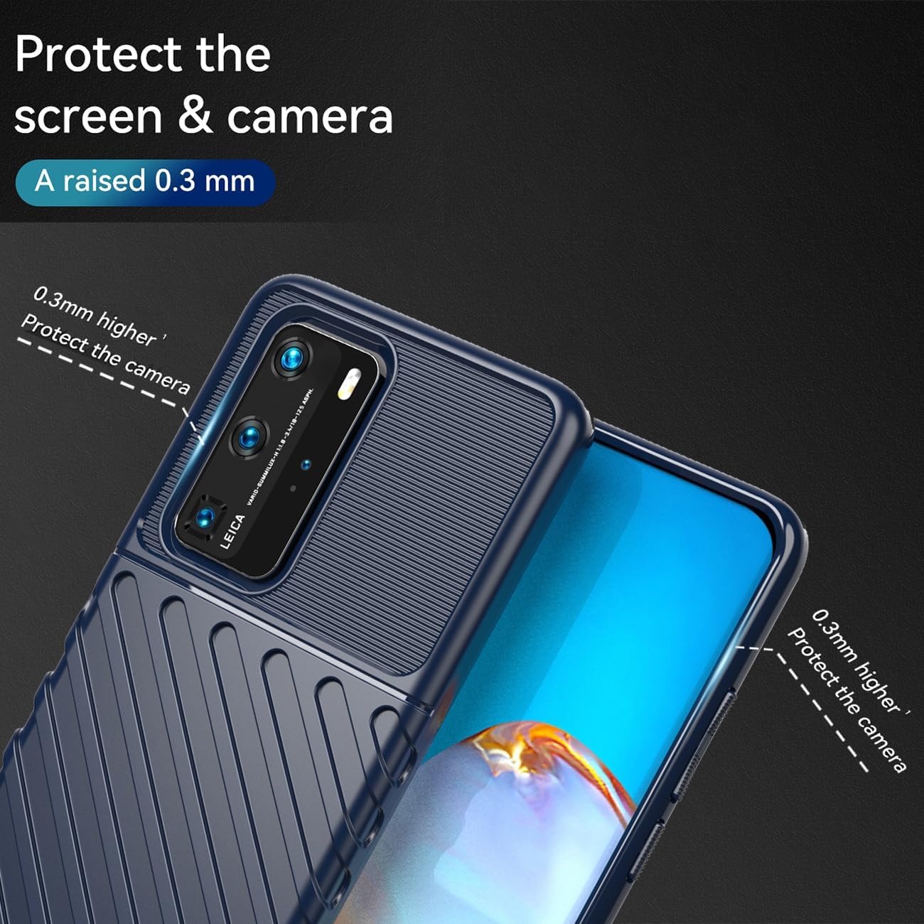 Funda de teléfono para Huawei P40 Pro, Huawei P40Pro ELS-N04, grado militar, a prueba de golpes, resistente a los arañazos, TPU suave, contraportada
