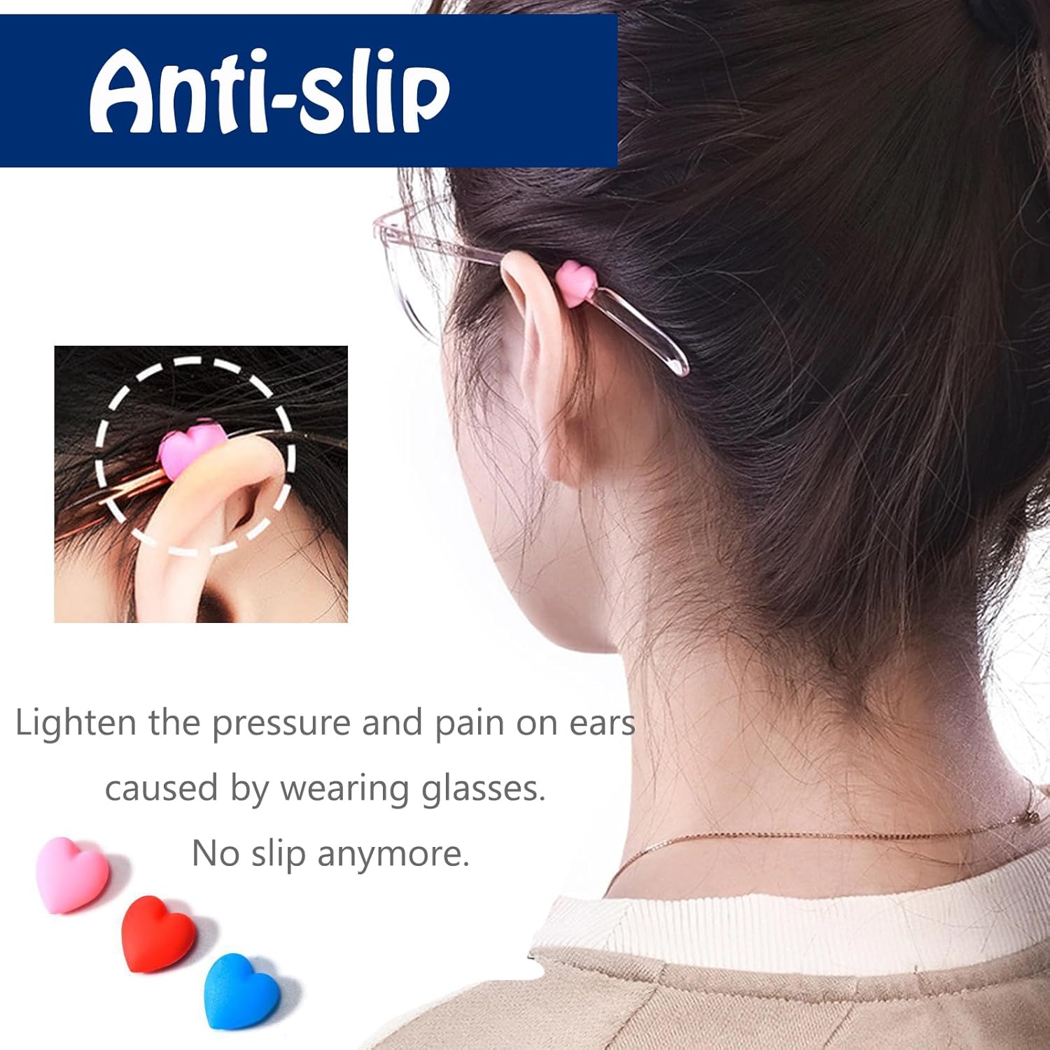 UPIONIC Puntas de extremo antideslizantes para gafas, funda de tubo de silicona, soporte para piezas de oído para gafas, retenedor de gafas, 10 pares