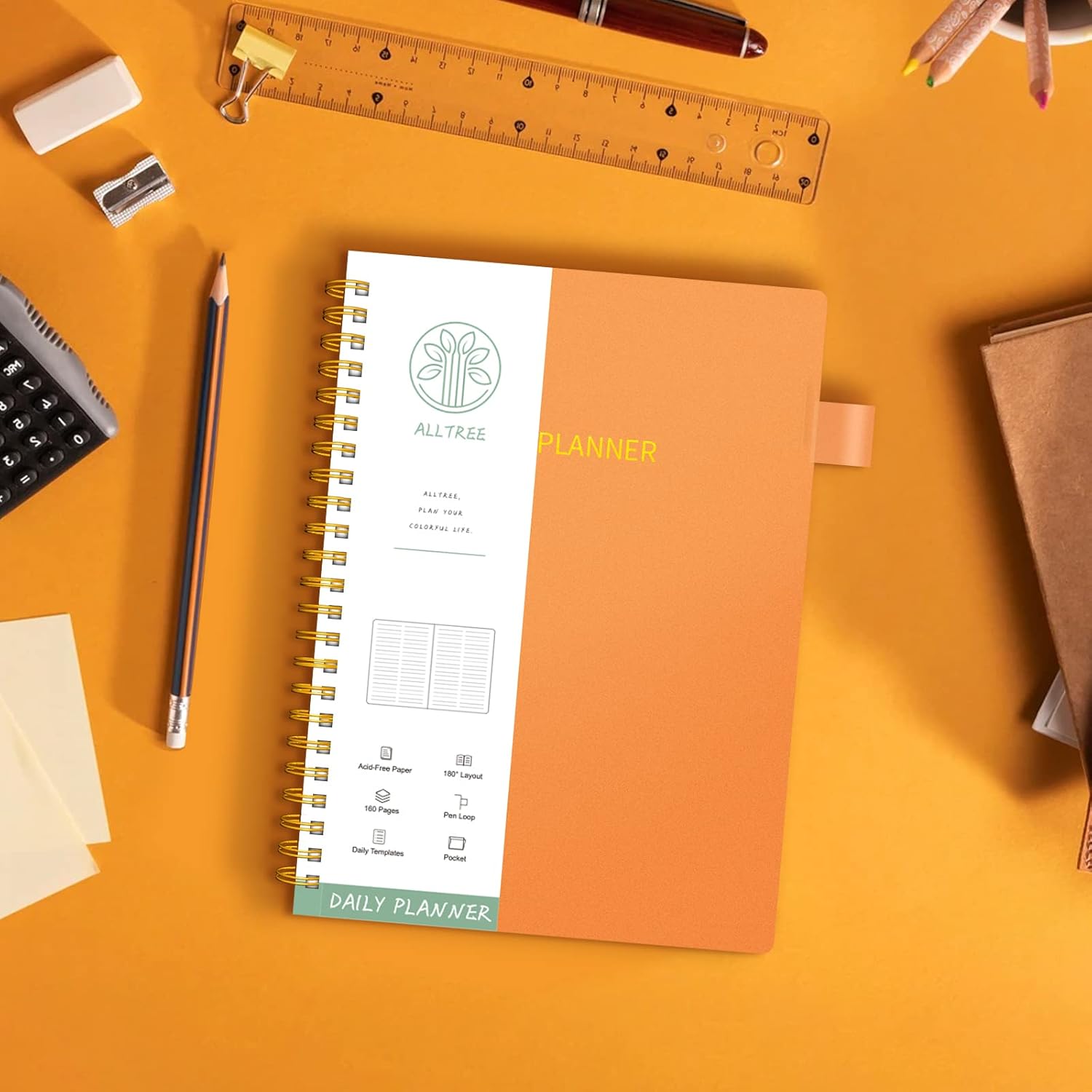 ALLTREE – Agenda diaria sin fecha, planificador diario sin fecha, planificador diario de lista de tareas pendientes con seguimiento de comidas,
