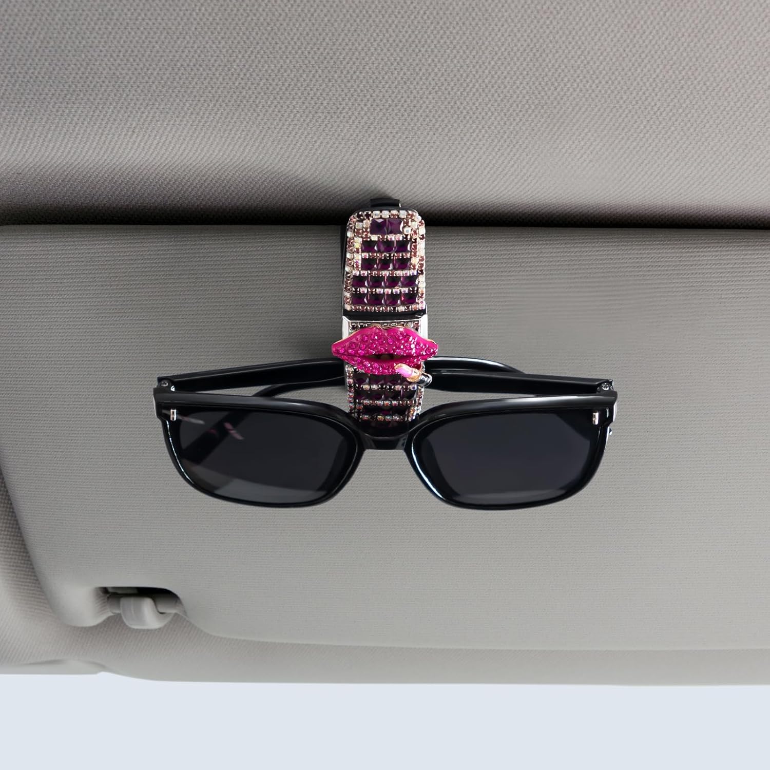 Paquete de 2 soportes para lentes de sol para parasol de automóvil con soporte de clip de boleto de doble extremo, accesorios para lentes de sol