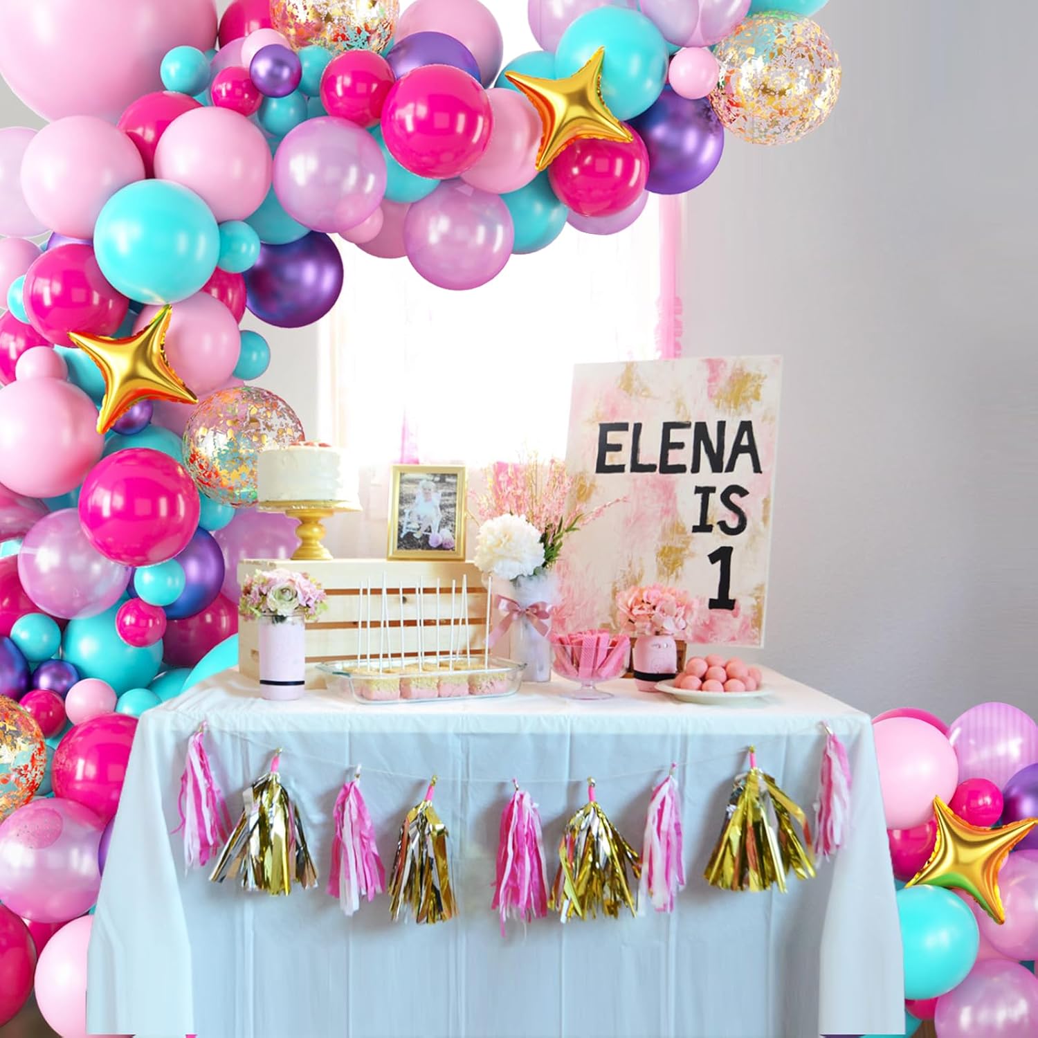 Kit de arco de globos rosa morado, kit de arco de globos azul, rosa y morado, arco de globos rosa intenso, guirnalda de globos rosa intenso con