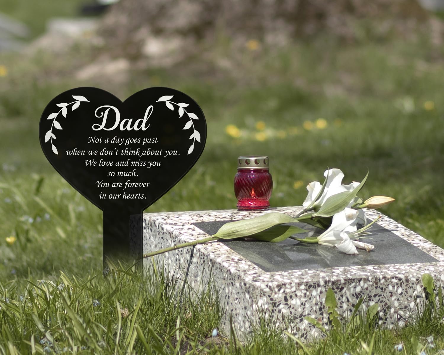 Placa de recuerdo conmemorativo para papá, estaca, acrílico blanco y negro, impermeable, para exteriores, marcador de tumba, homenaje, marcador de
