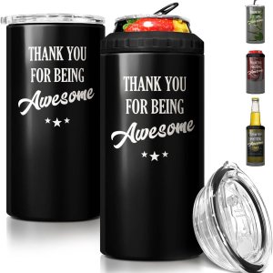 SANDJEST Vaso inspirador de 12 onzas con texto en inglés “Thank You for Being Awesome” de 12 onzas, vaso inspirador de latas con aislamiento de SANDJEST Vaso inspirador de 12 onzas con texto en inglés “Thank You for Being Awesome” de 12 onzas, vaso inspirador de latas con aislamiento de