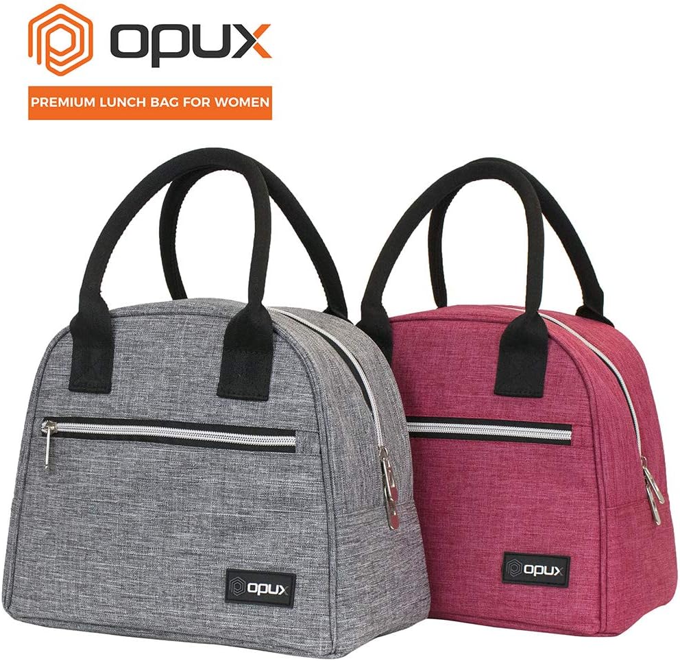 Opux Bolsa de almuerzo para mujer, bolsa térmica para almuerzo, para mujer, niña. Mediana, reutilizable, suave, para escuela, trabajo, oficina