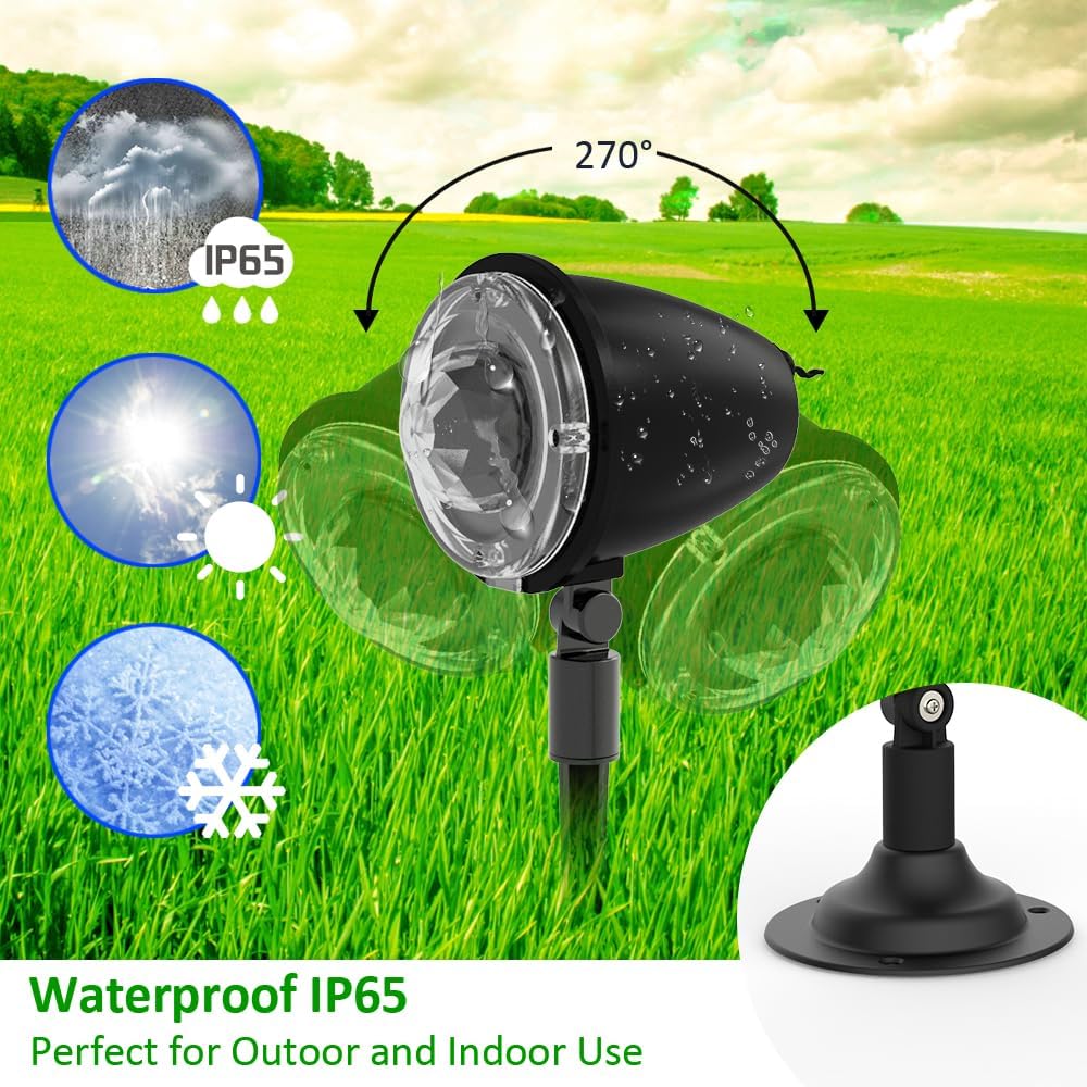 Proyector de luces de Navidad de Halloween para exteriores, 2 en 1 con ondas de agua, luz láser Aurora con control remoto, luz LED impermeable para