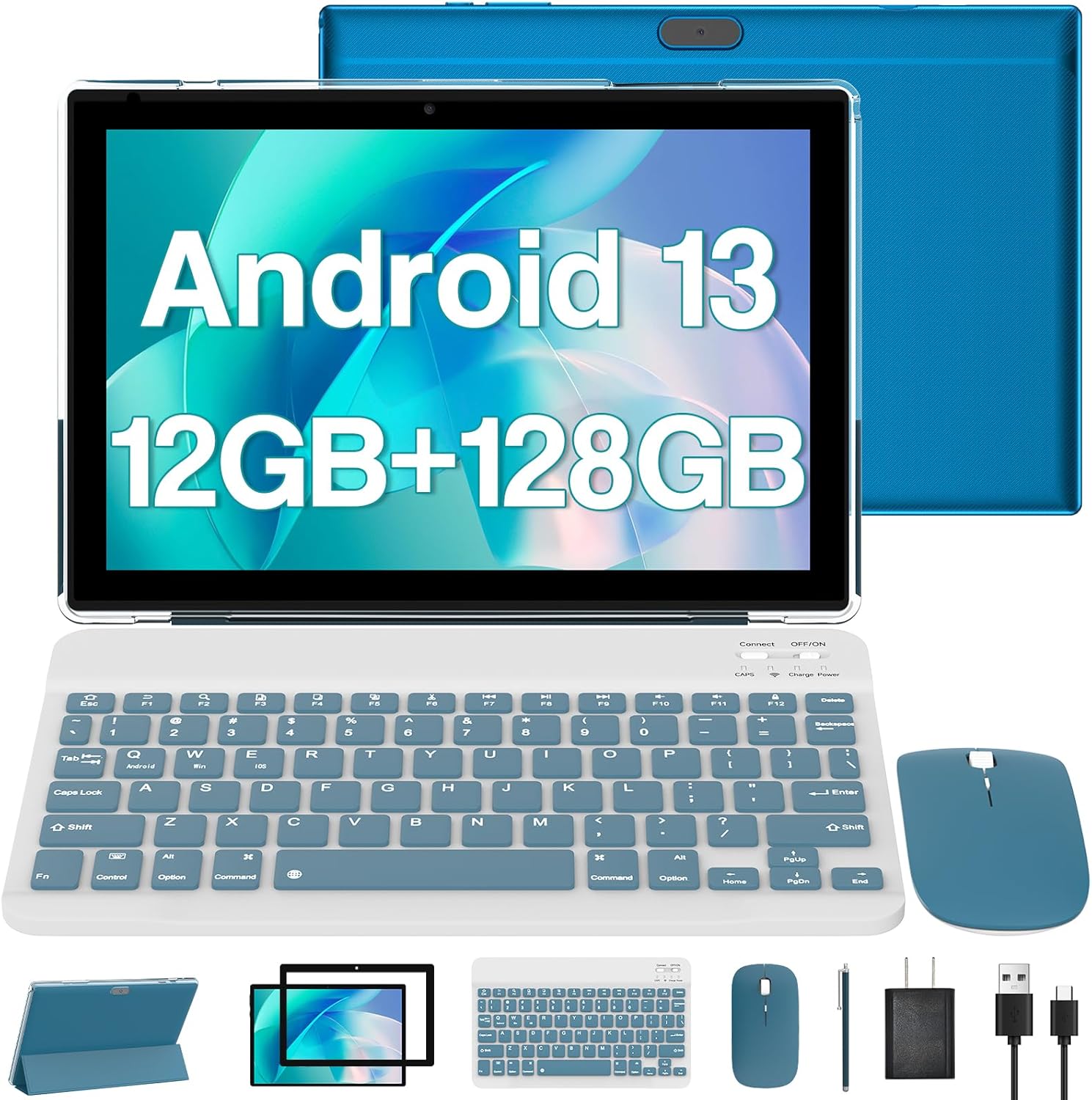 Tablet Android 13 de 10 pulgadas, 2024 más reciente 12 GB de RAM+128 GB ROM1 TB tabletas expandibles PC, tabletas 2 en 1 con teclado, pantalla HD de