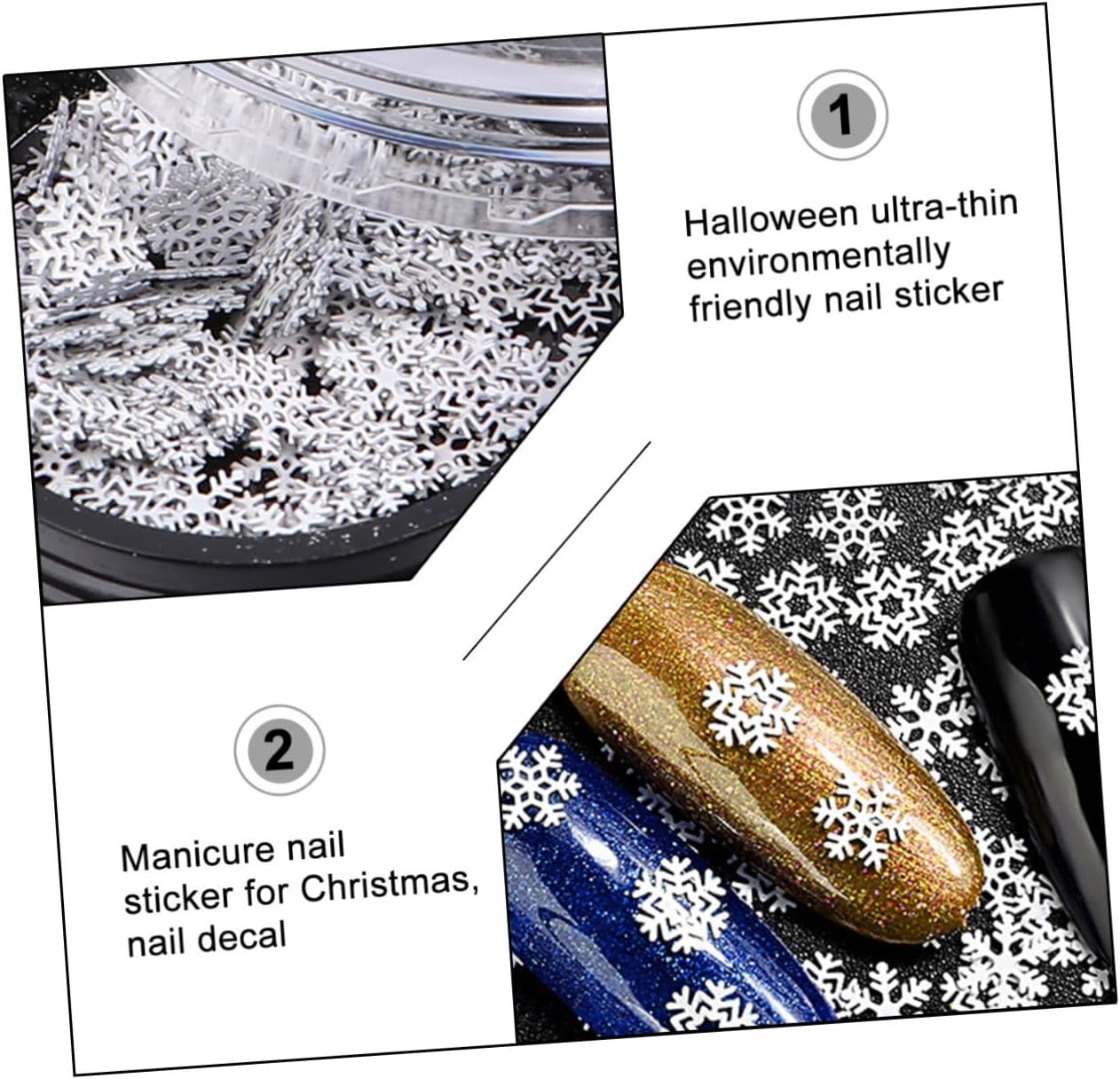 NOLITOY 4 piezas de lentejuelas de uñas de Navidad Paillette Holiday Nail Art Nail Art Essential Lentejuelas Consejos de manicura Decoración