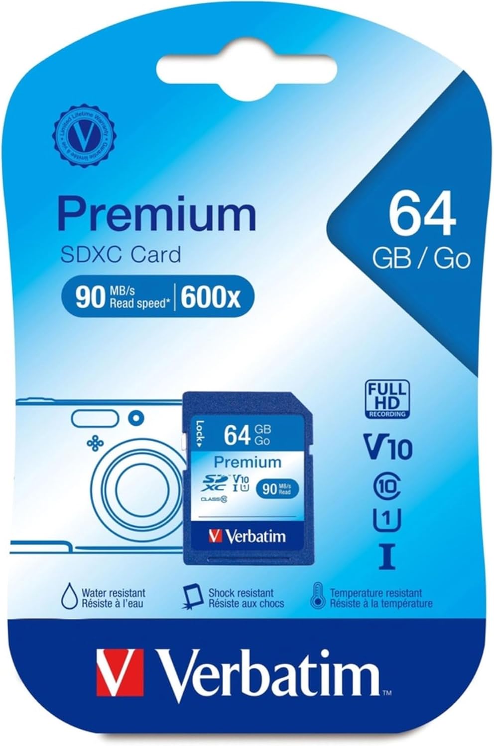 Verbatim Tarjeta de memoria SDXC de 64 GB, UHS-I V10 U1 Clase 10