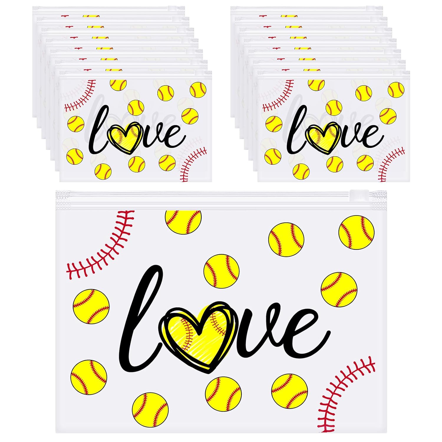 60 bolsas de maquillaje de sóftbol, regalos a granel, bolsas de maquillaje EVA para softbol, bolsas de cosméticos con cremallera, juegos de sóftbol,
