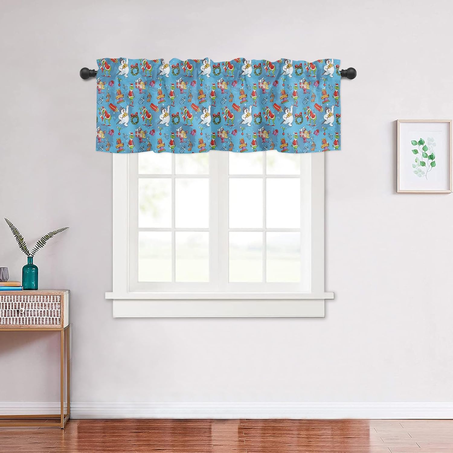 Cenefa navideña de muñeco de nieve y sonrisa para ventana de cocina, sala de estar, cortina de ventana de estilo retro para dormitorio, cenefa de