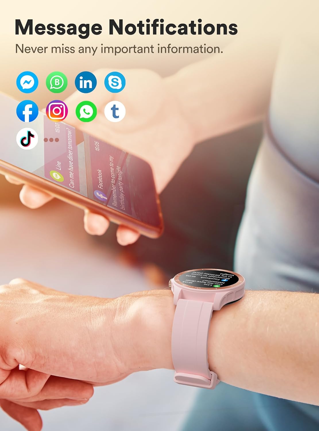 Reloj inteligente de fitness para mujer, Quican iOS y Android, compatible con Bluetooth, rastreador de actividad con monitor de frecuencia cardíaca,