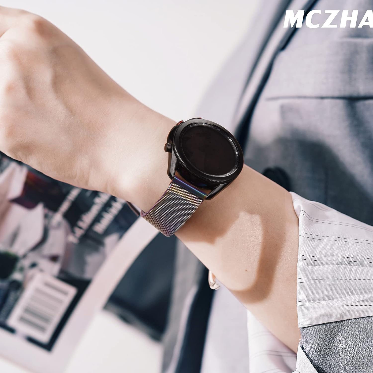 Amzpas Correa de reloj de metal de liberación rápida de 0.787 in 0.866 in, correa de reloj de acero inoxidable, correa de repuesto magnética de