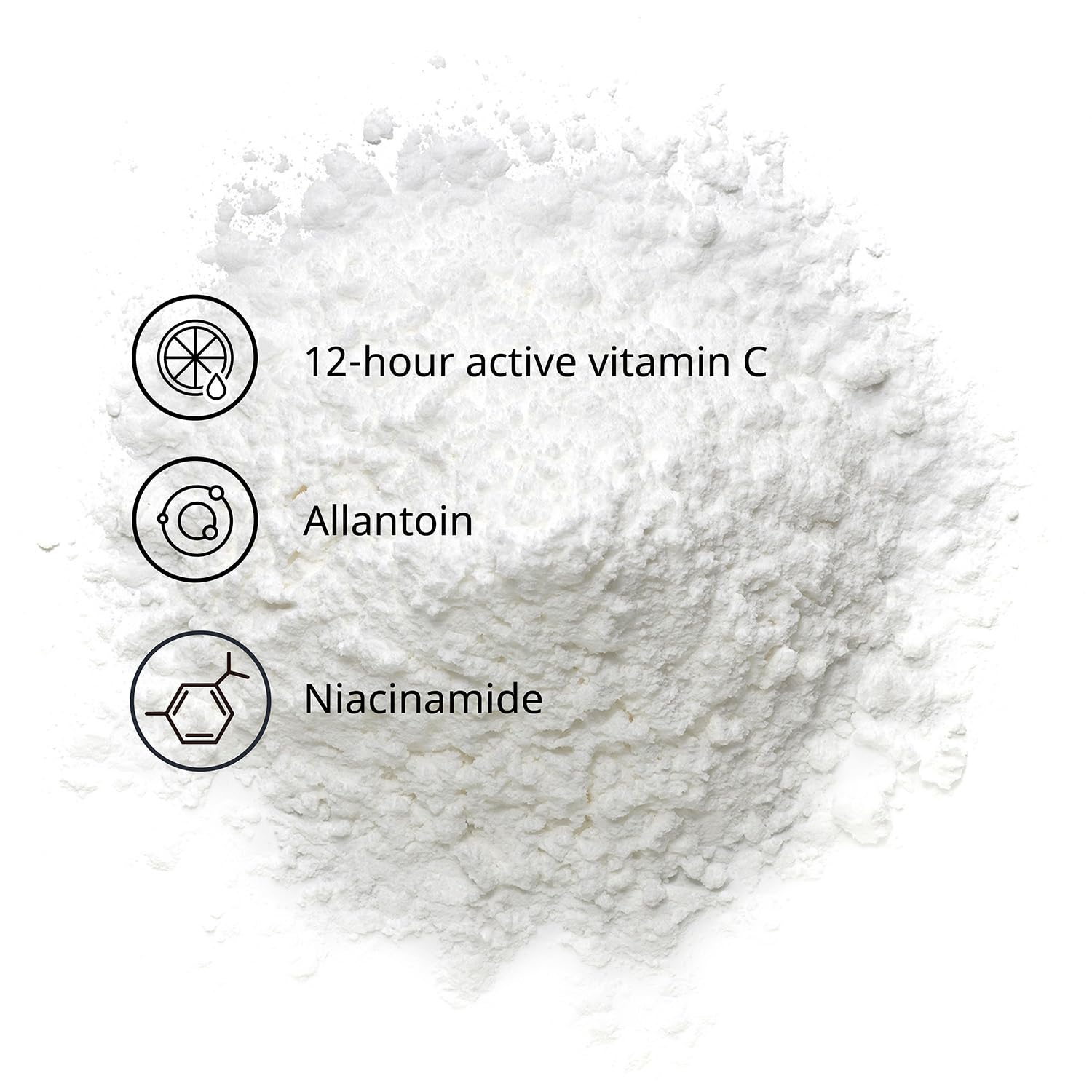 Polvo iluminador facial con vitamina C para el rostro con niacinamida  Vit C cristalizado activo de 12 horas para el cuidado de la piel, tono de