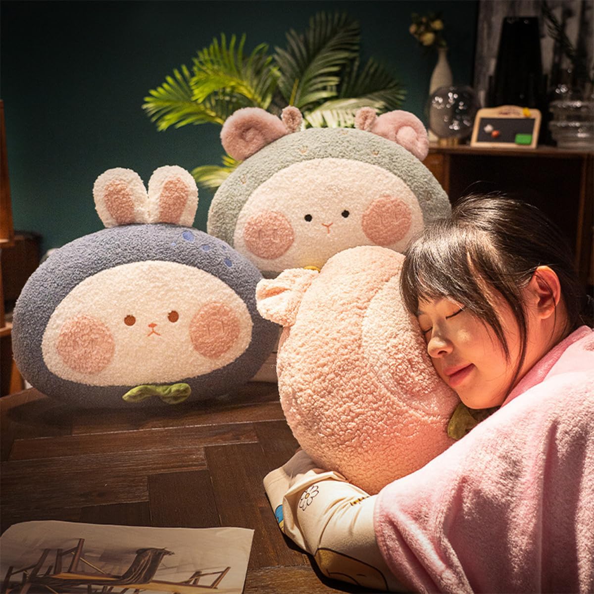 ARELUX Almohada de peluche de anime de cerdo suave de 16 pulgadas, lindo peluche de cerdito de durazno, peluche kawaii, decoración de habitación,