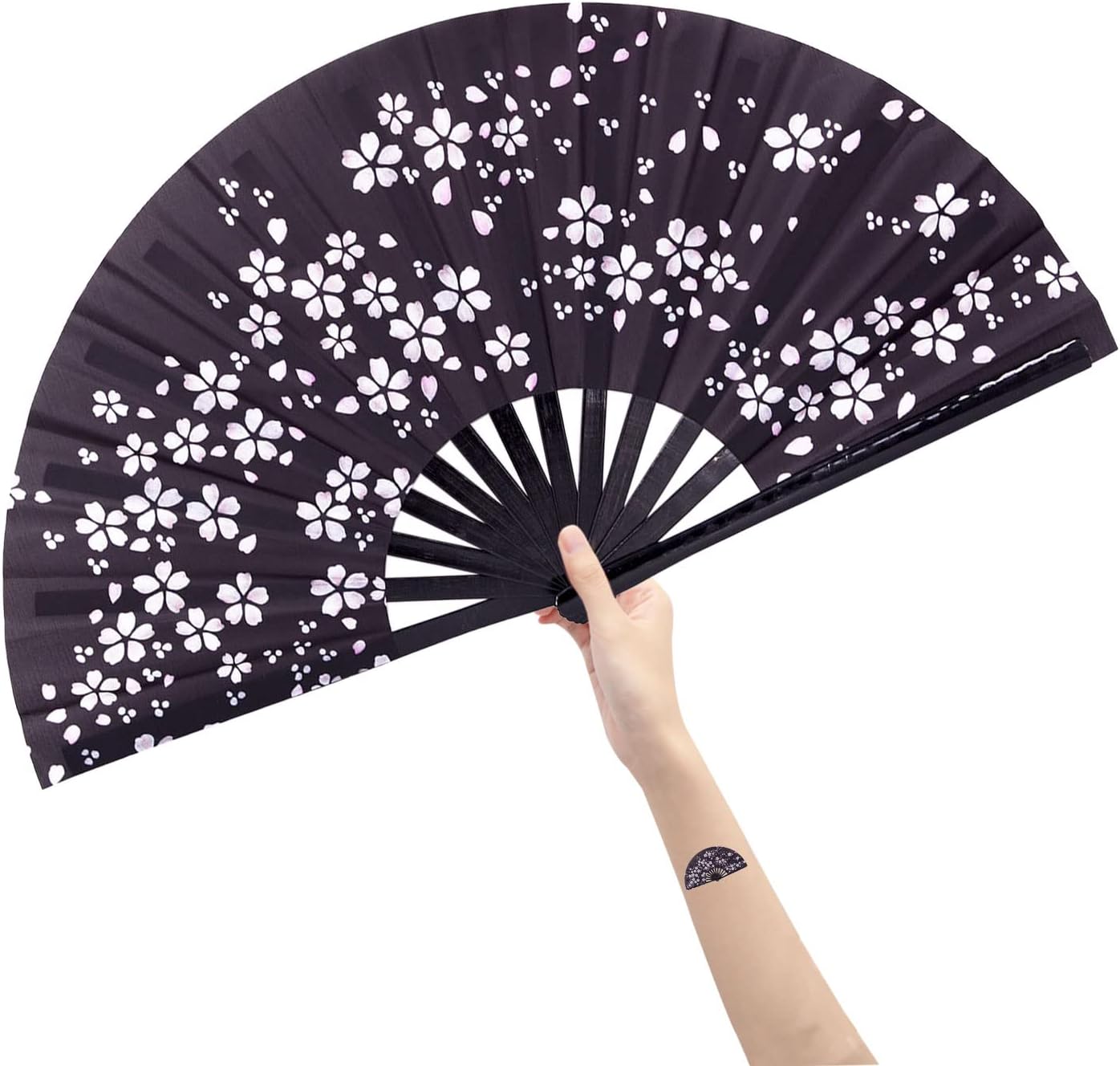 Amajiji Abanicos plegables de mano grandes, ventilador plegable de bambú de 13 pulgadas para mujeres y hombres. Diseño exquisito para fanáticos de