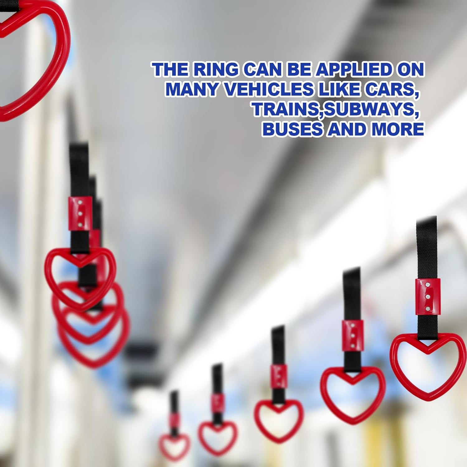 2 anillos decorativos de advertencia para parachoques trasero en forma de corazón, correas para manija de automóvil, autobús de metro, repuesto para