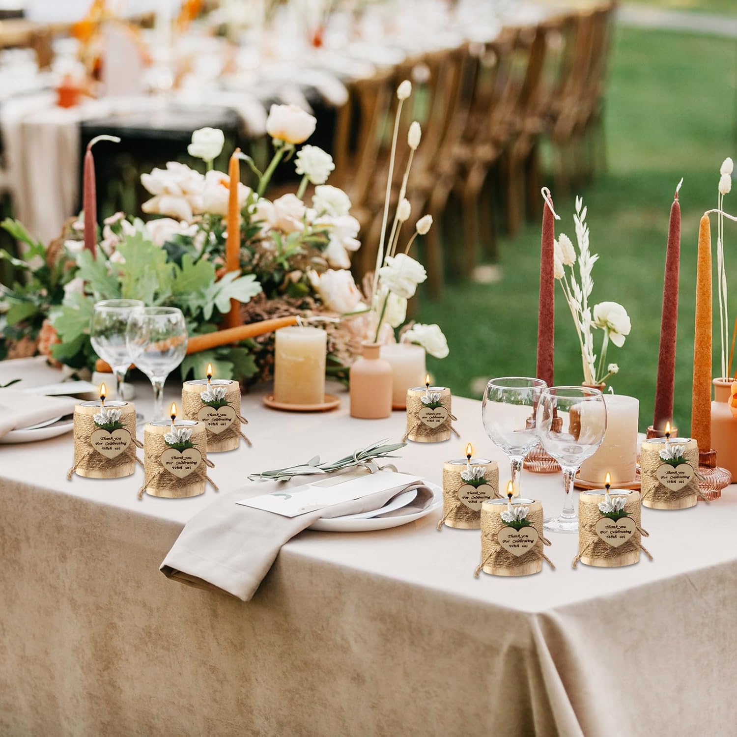 Tioncy 36 portavelas de madera, para despedida de soltera, rústico, regalos de boda para invitados, baby shower, mesa de Navidad, fiesta con velas