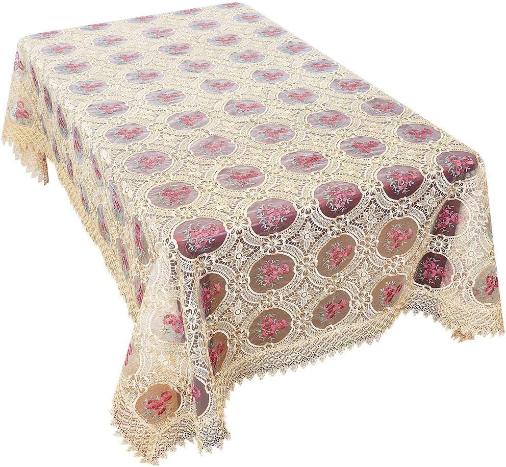 Simhomsen Mantel de encaje floral beige vintage rectangular 60 × 120 pulgadas