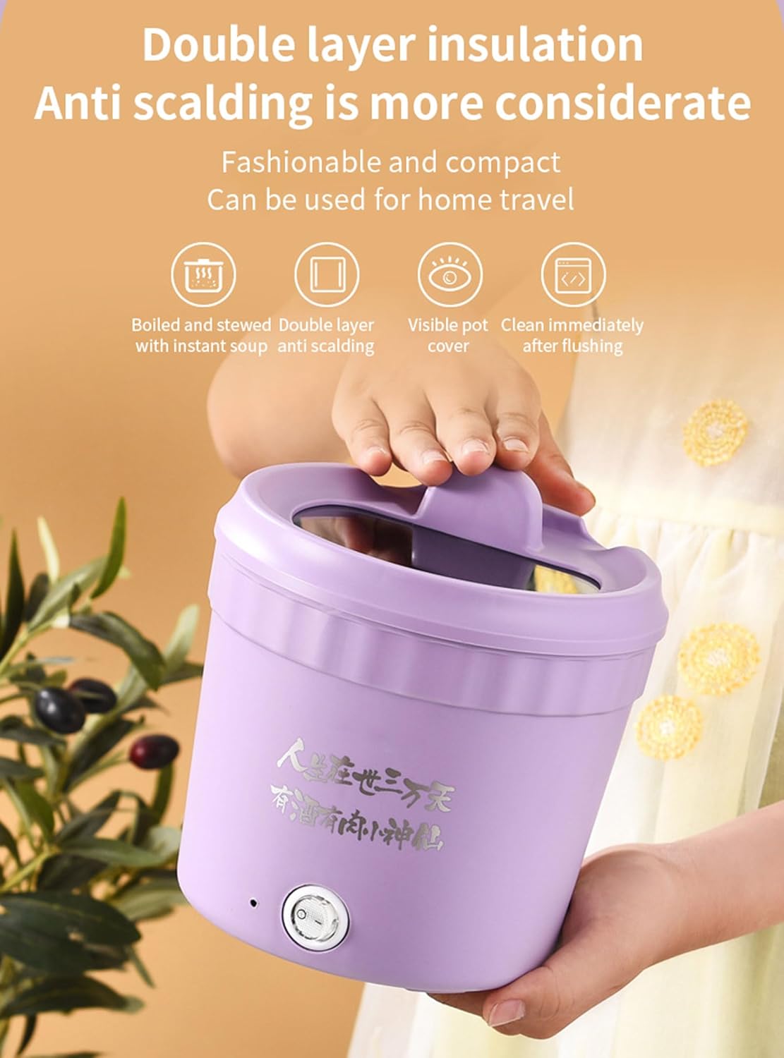 Mini olla eléctrica, olla pequeña multifuncional, olla caliente eléctrica versátil, sartén de 1.2 L con tapa y soporte para teléfono, olla de ramen