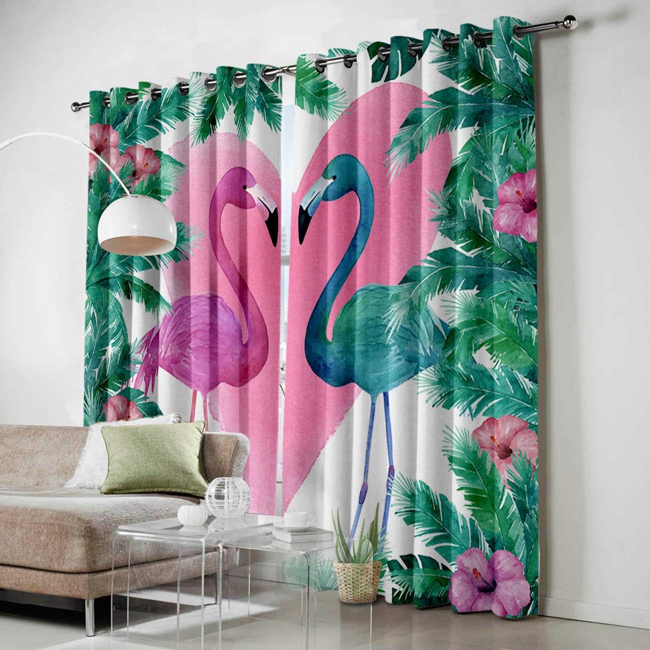 FortuneHouse Blackout Curtains Thermal Insulated Animal Solid Pattern Metal Grommet Elegant Room Drapes Window Curtain for Bedroom Living Room 52×90
