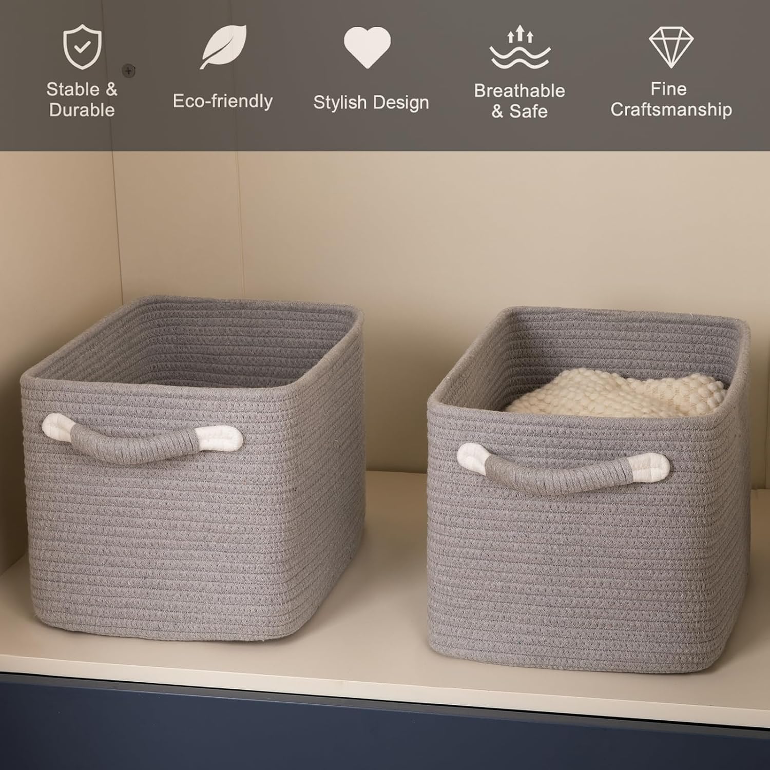 OIAHOMY Cesta de almacenamiento, cestas tejidas para almacenamiento, cesta de juguetes, contenedores de almacenamiento decorativos, canasta de