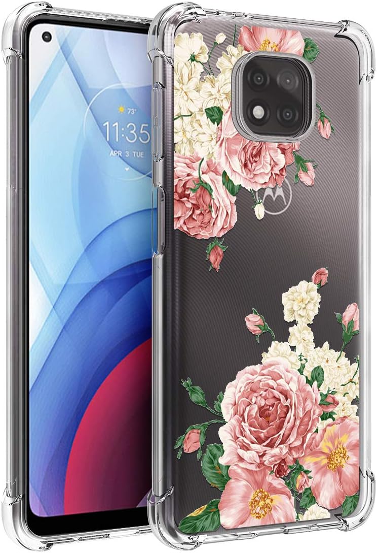 Osophter Funda para Moto G Power 2021, diseño floral floral para niñas y mujeres, absorción de golpes, flexible de goma TPU para Motorola G Power