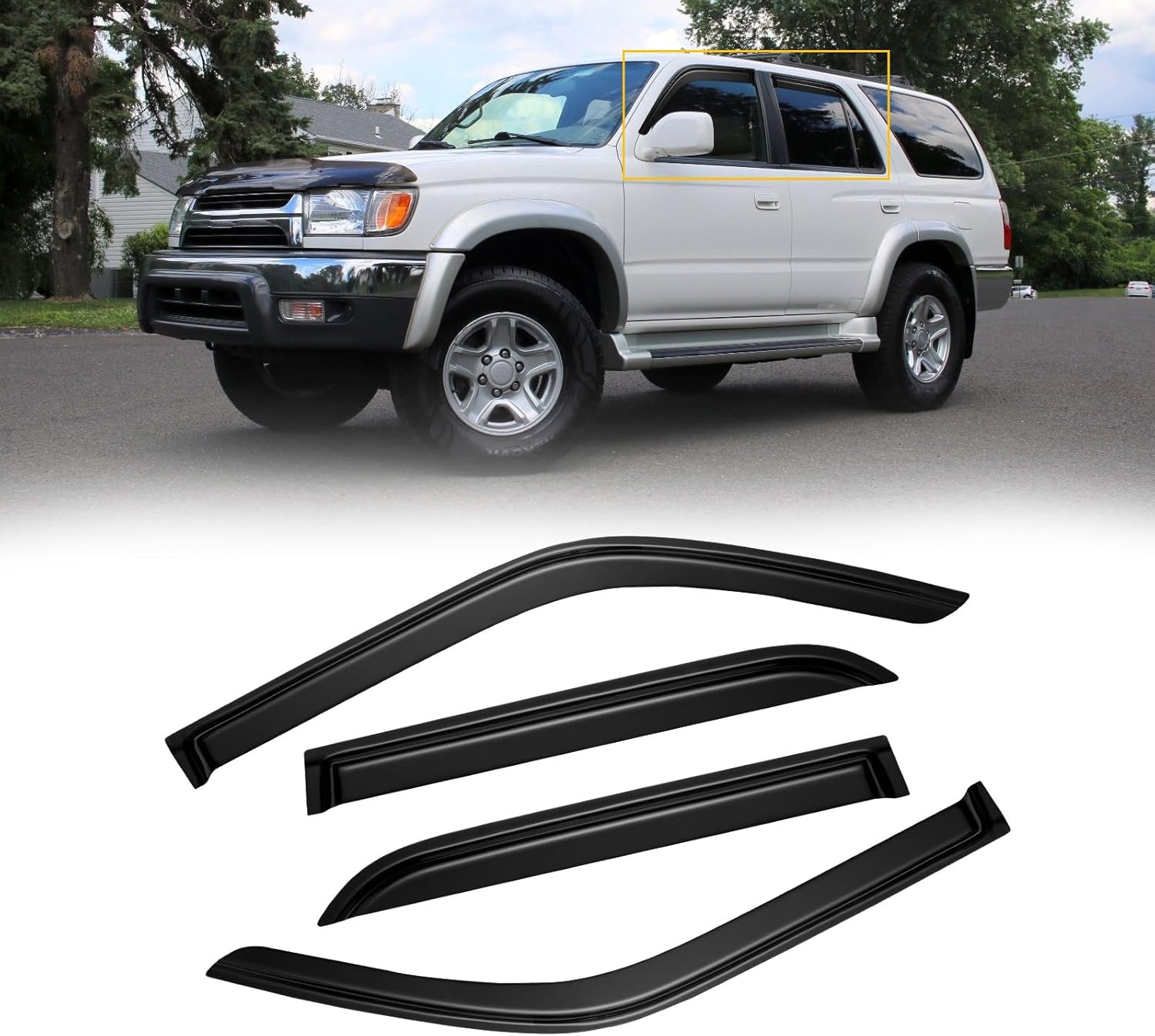 Viseras de ventana para Toyota 4runner 1996-2002, protectores de lluvia, protectores de ventilación, deflector de sombra de viento, humo oscuro 1997