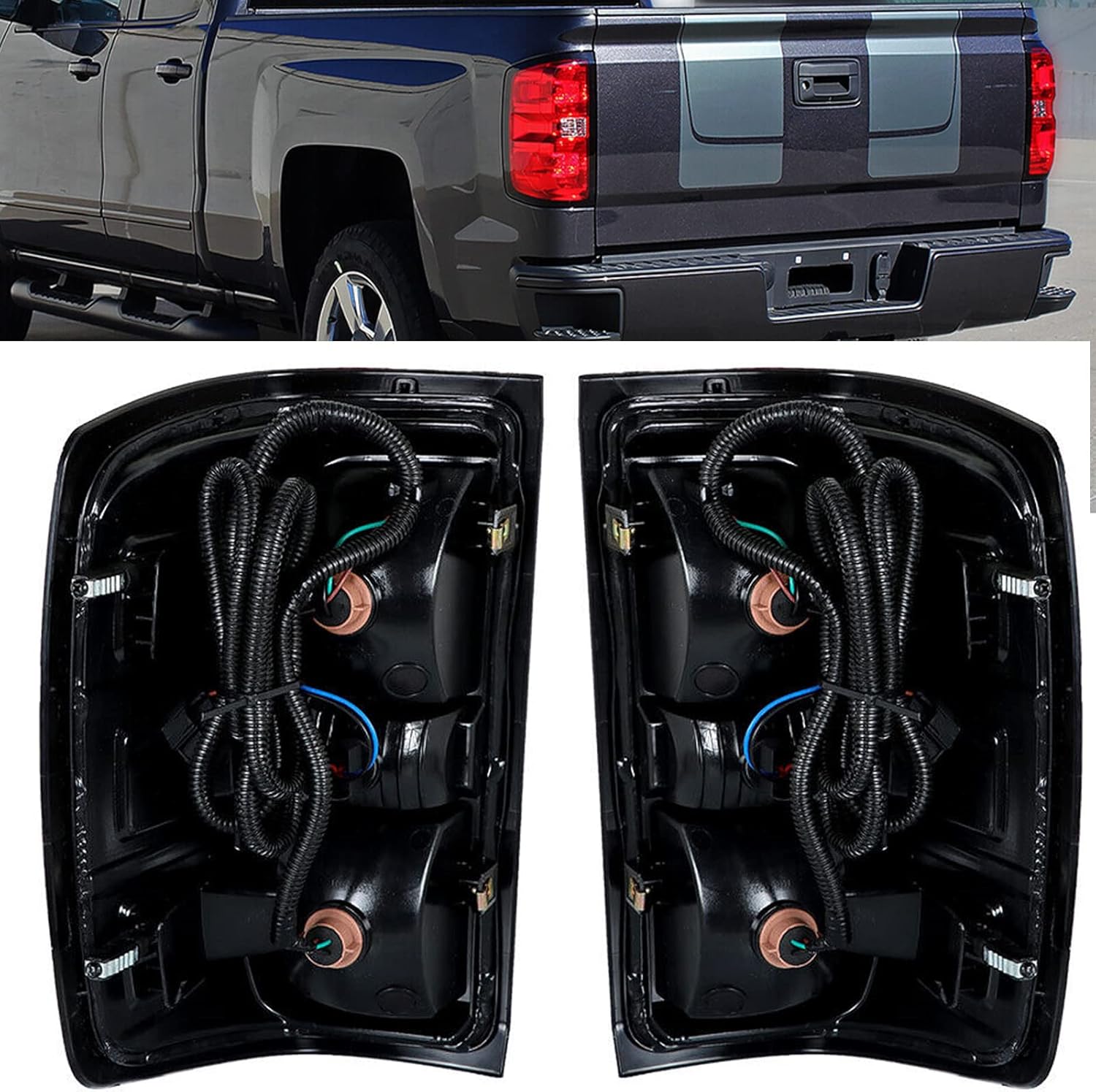 Luces traseras, montaje de lámparas de freno compatibles con Chevy Silverado 1500 2500HD 3500HD 2014-2018, luces traseras, lámparas de freno con