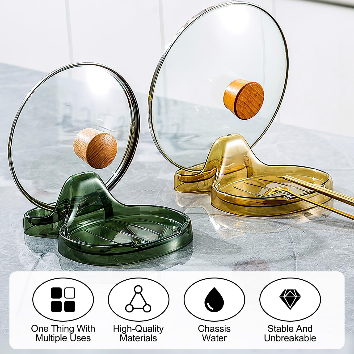 2 espátulas de cocina multifuncionales, soporte versátil para tapa de olla, soporte de cuchara de plástico de grado alimenticio para múltiples