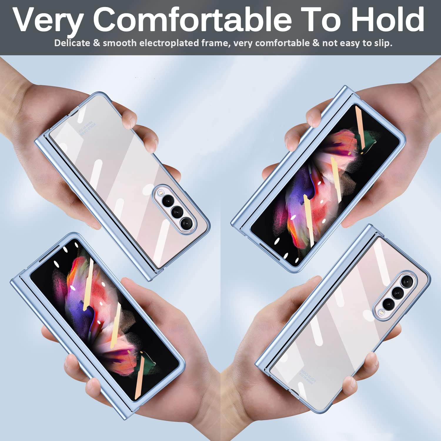 Miimall Funda para Samsung Galaxy Z Fold 3 con protector de pantalla, Z Fold 3 con protección de bisagra y PC chapado de lujo y pantalla de vidrio