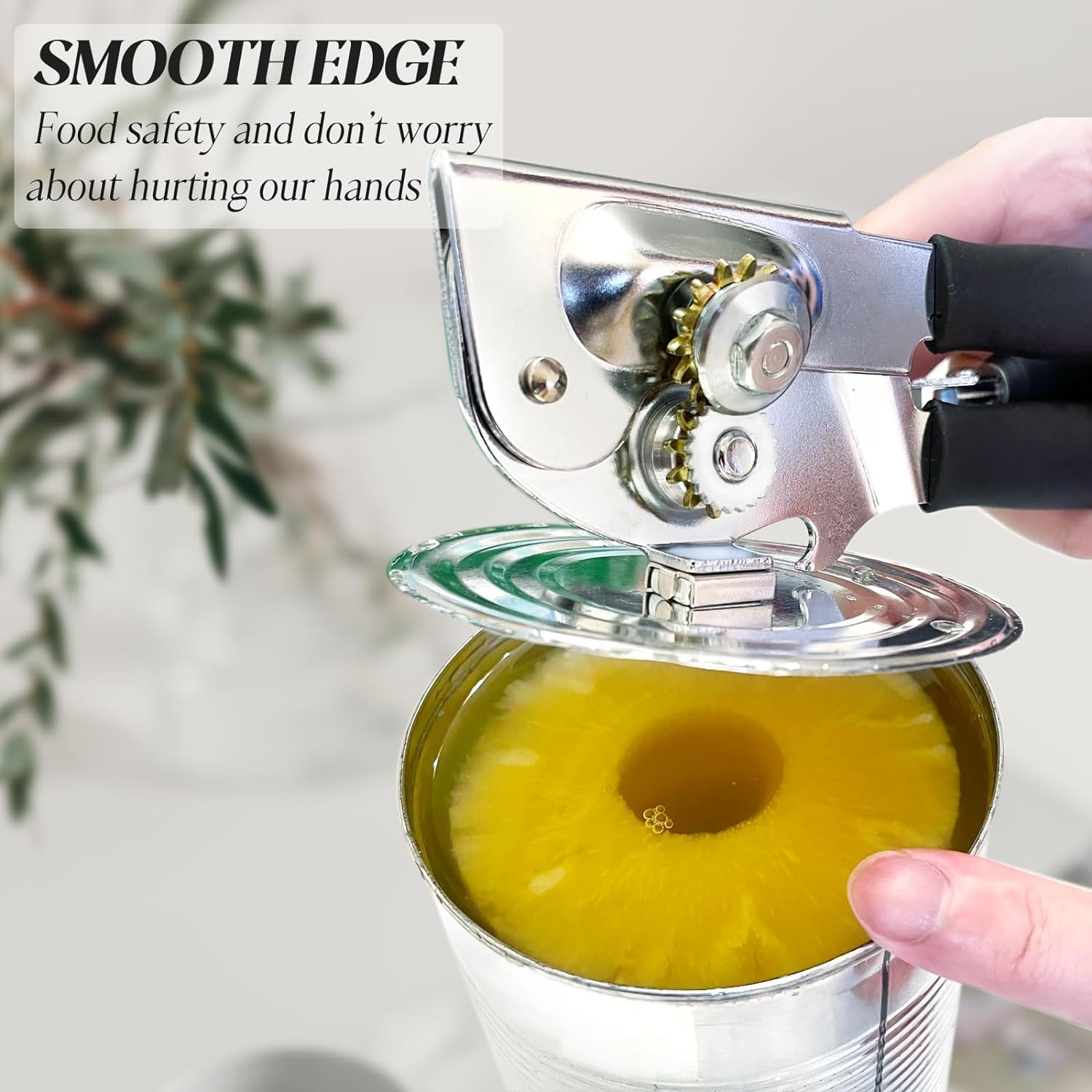 Abrelatas resistente para cocina con imán, abrelatas portátil con abridor de botellas integrado y manivela manual, asas de gran tamaño con fundas de