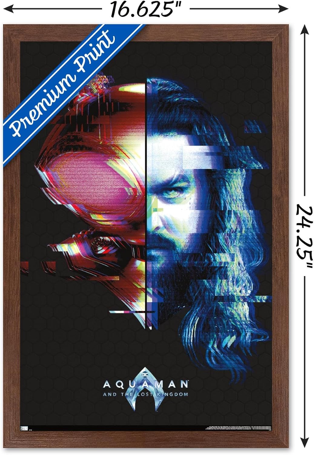 Trends International DC Comics Movie Aquaman y el Reino Perdido – Póster de pared de Faceoff, 14.72 x 22.37 pulgadas, versión enmarcada de caoba