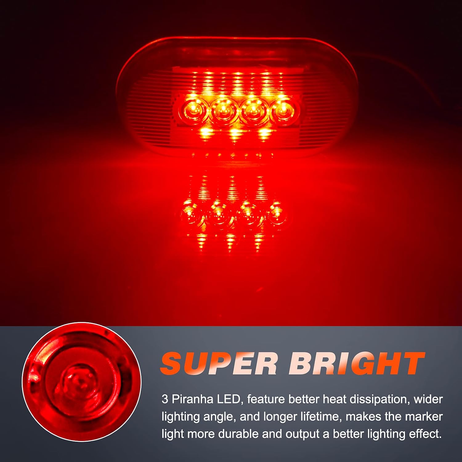 nifeida 2 luces LED ovaladas de 4 x 2, color rojo, 10 diodos, montaje en superficie, impermeables, luces de liquidación para caravana, remolque,