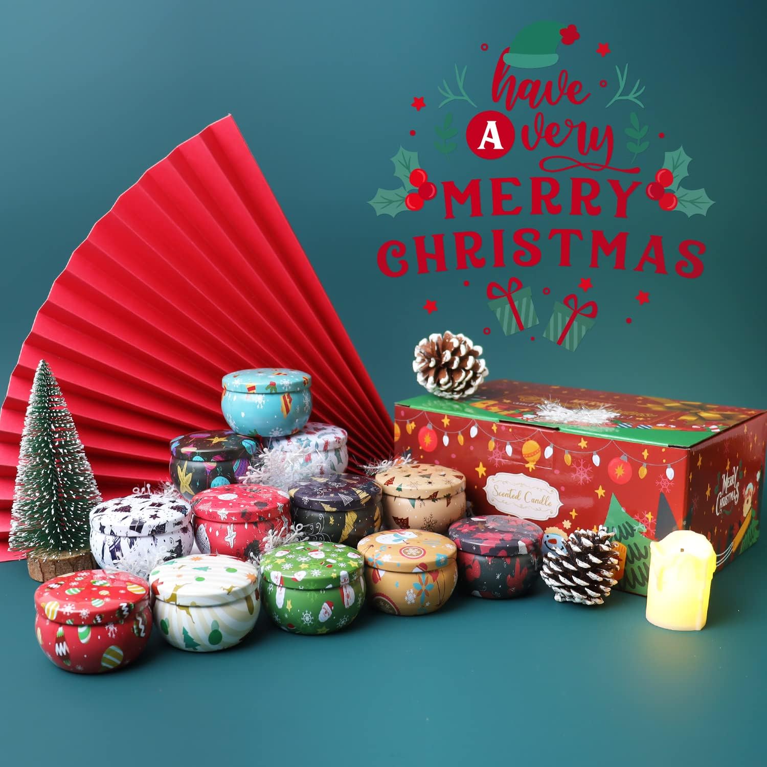12 velas perfumadas de Navidad, velas en tarro de 2.5 onzas, juego de 12 velas de fragancia navideña para mujeres, mamá, abuela, madrina, compañera