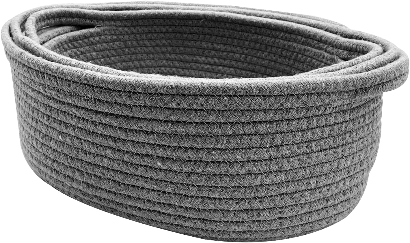 Juego de 3 canastas organizadoras para estantes, armario, juguetes, cestas de almacenamiento de cuerda tejida para organizar, cesta decorativa