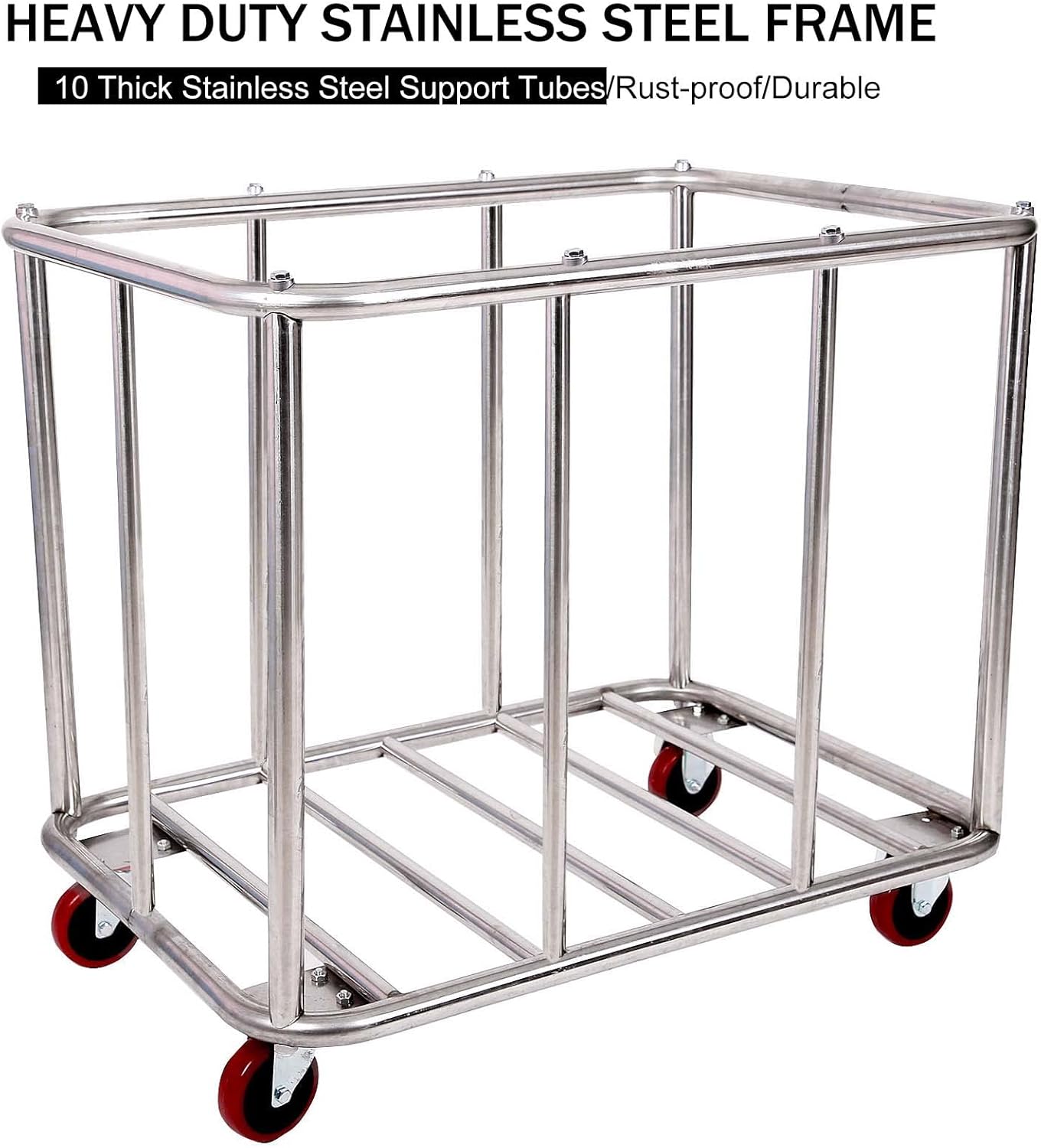 12 Bushels – Carrito de lavandería para uso comercialhogar, canasta grande de acero inoxidable con ruedas, para organizador y almacenamiento de