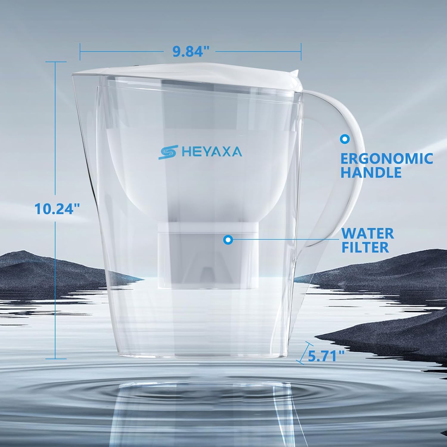 Jarras de filtro de agua para agua potable y de grifo, capacidad de 10 tazas, sin BPA, elimina flúor, cloro, plomo, productos químicos para siempre