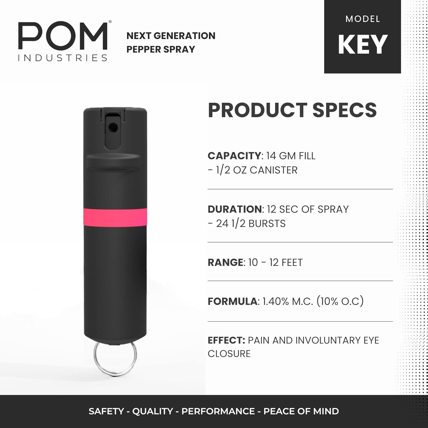 POM – Gas pimienta de autodefensa en espay con tapa abatible Oleoresin capsicum (OC) de máxima fuerza diseño táctico compacto y seguro rápida