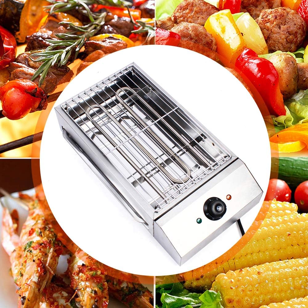 Parrilla eléctrica portátil sin humo, parrilla eléctrica para interiores, control de temperatura, plancha de alimentos de acero inoxidable para