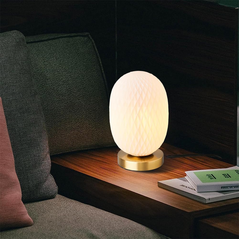 Moderna lámpara de mesa de cristal con globo de mediados de siglo, industrial regulable con control táctil, luces de escritorio, 3 niveles de