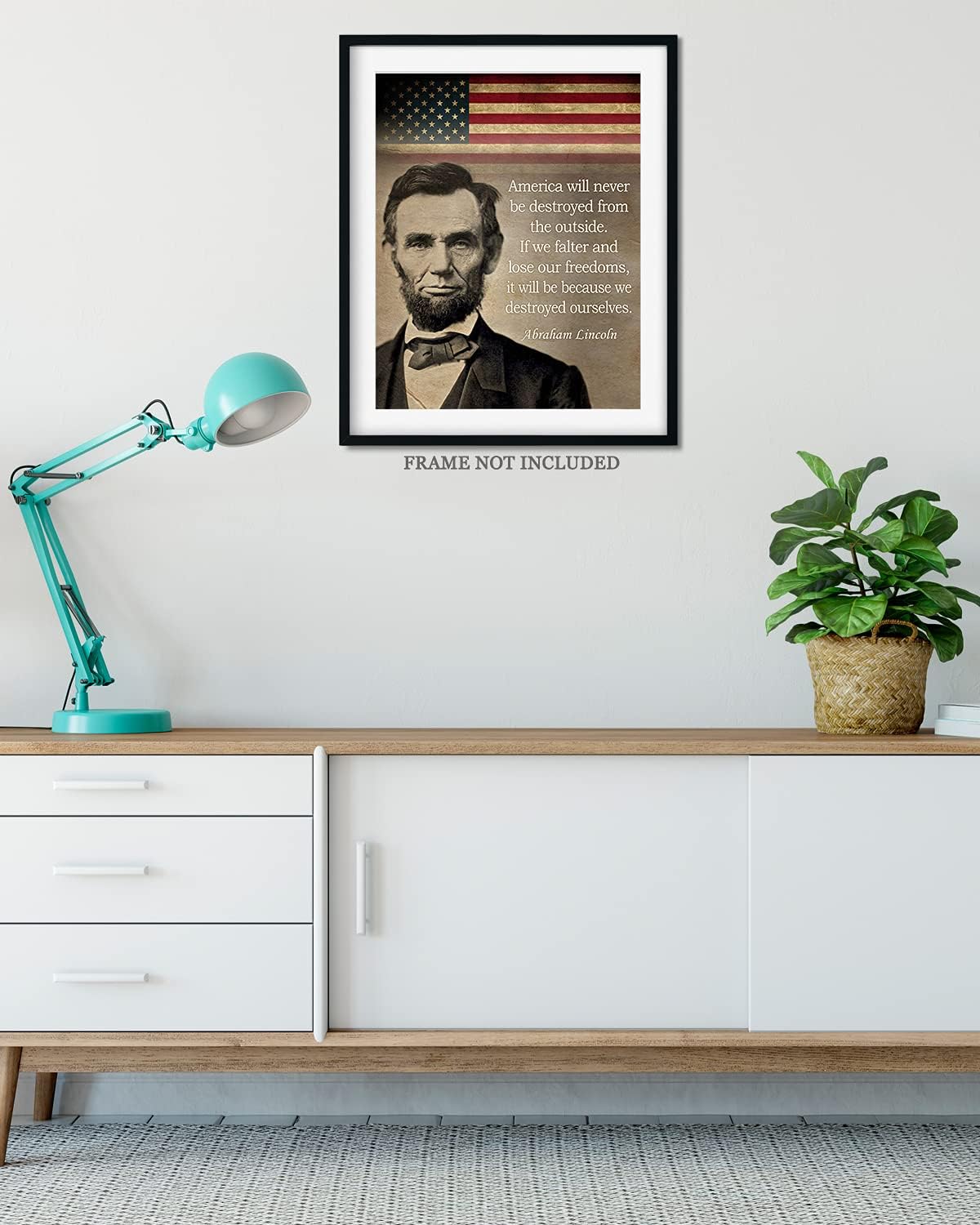 Govivo Cita histórica de Abraham Lincoln – Impresión artística de decoración de pared del presidente patriótico estadounidense – ilustraciones sin