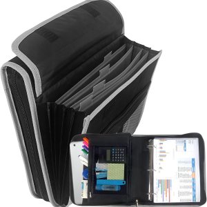 Jacng Carpeta con cremallera de 3 anillas con archivo expandible, carpeta de negocios con múltiples bolsillos, organizador de suministros de oficina Jacng Carpeta con cremallera de 3 anillas con archivo expandible, carpeta de negocios con múltiples bolsillos, organizador de suministros de oficina