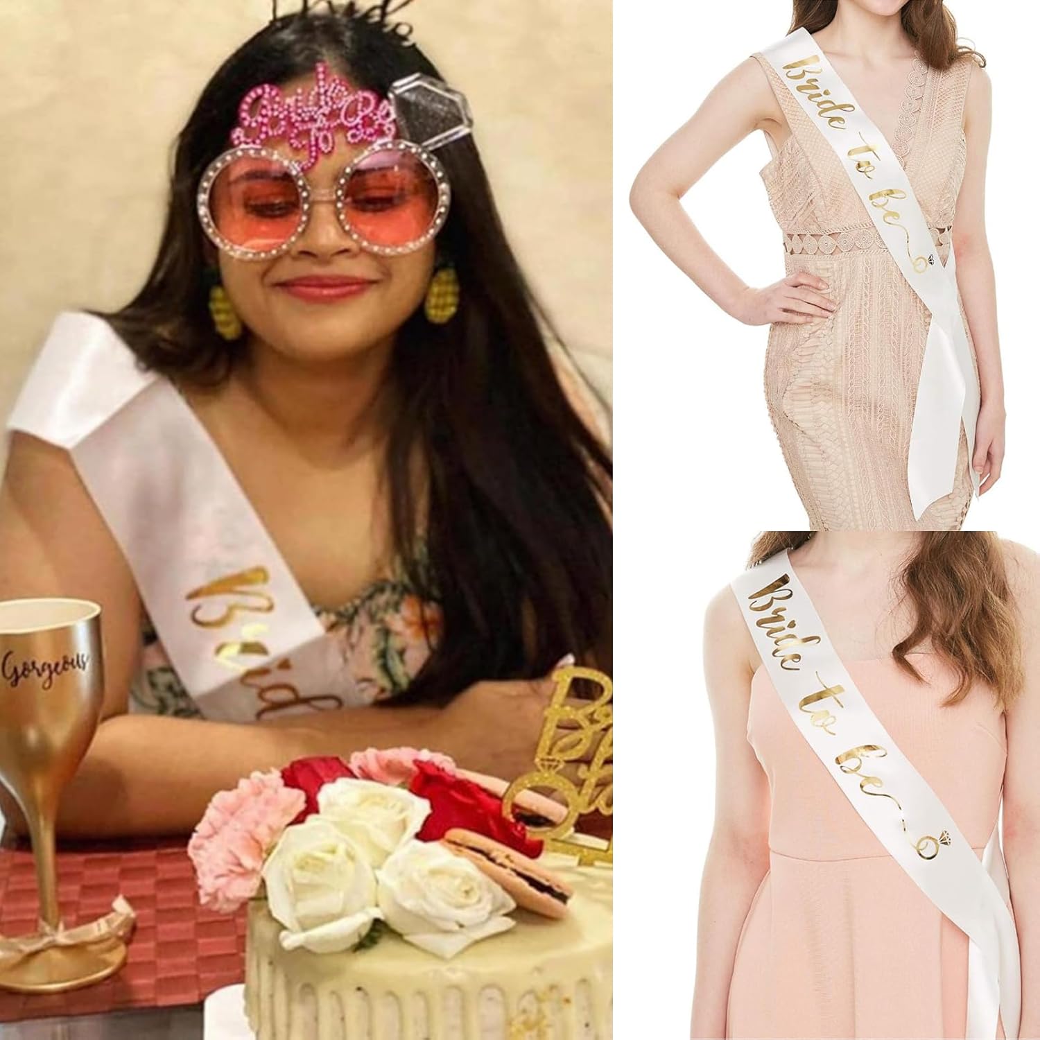 Bride to Be – Banda de satén blanco para despedida de soltera, con letras doradas, suministros de decoración, accesorios, boda, compromiso, fiesta